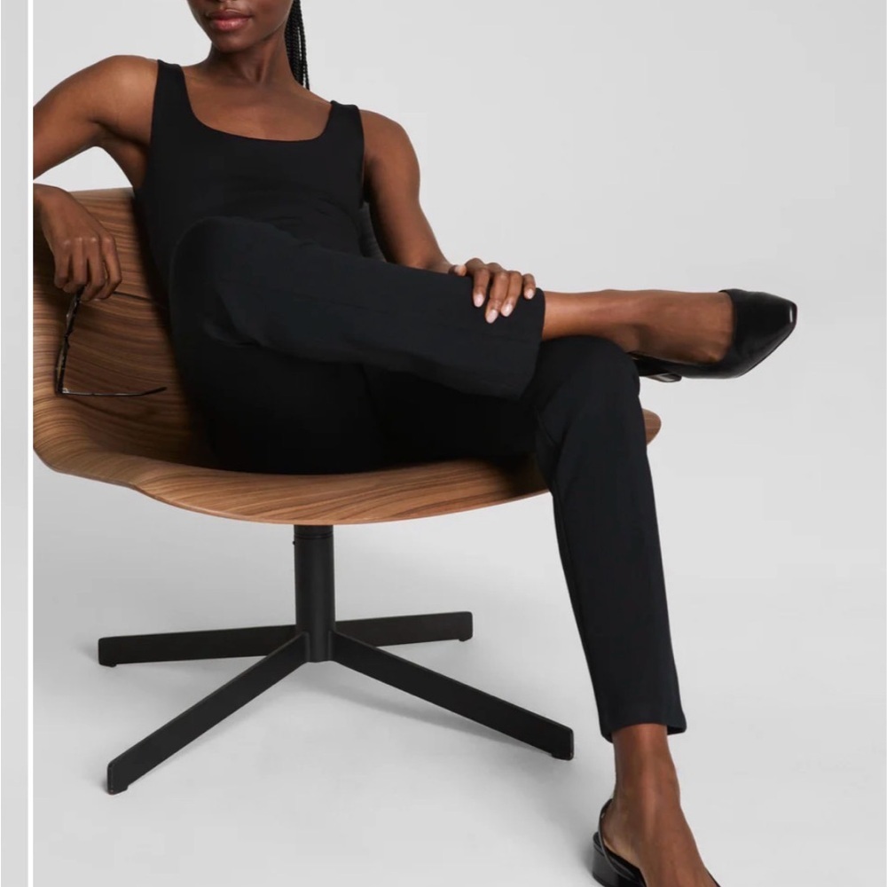 spanx The Perfect Pant - Slim Straight with Front Seam Detail - Black - Large